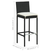 Thumbnail for Garten-Barhocker mit Kissen 4 Stk. Schwarz Poly Rattan