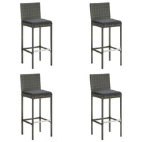 Thumbnail for Garten-Barhocker mit Kissen 4 Stk. Grau Poly Rattan