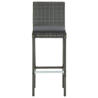 Thumbnail for Garten-Barhocker mit Kissen 4 Stk. Grau Poly Rattan