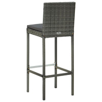 Thumbnail for Garten-Barhocker mit Kissen 4 Stk. Grau Poly Rattan
