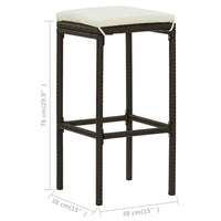 Thumbnail for Barhocker mit Kissen 2 Stk. Braun Poly Rattan