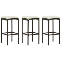 Thumbnail for Barhocker mit Kissen 3 Stk. Braun Poly Rattan