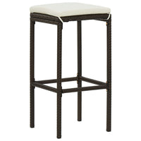 Thumbnail for Barhocker mit Kissen 3 Stk. Braun Poly Rattan