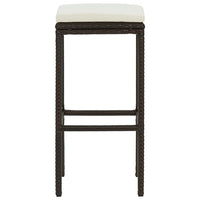 Thumbnail for Barhocker mit Kissen 3 Stk. Braun Poly Rattan