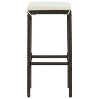 Thumbnail for Barhocker mit Kissen 3 Stk. Braun Poly Rattan