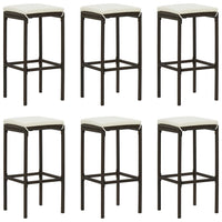 Thumbnail for Barhocker mit Kissen 6 Stk. Braun Poly Rattan