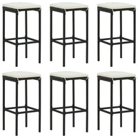 Thumbnail for Barhocker mit Kissen 6 Stk. Schwarz Poly Rattan