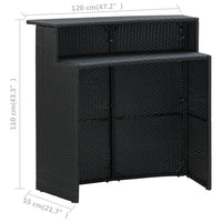 Thumbnail for Garten-Bartisch Schwarz 120x55x110 cm Poly Rattan