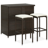 Thumbnail for 3-tlg. Bar Set Poly Rattan Braun