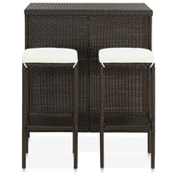 Thumbnail for 3-tlg. Bar Set Poly Rattan Braun