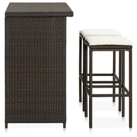 Thumbnail for 3-tlg. Bar Set Poly Rattan Braun