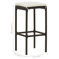 Thumbnail for 3-tlg. Bar Set Poly Rattan Braun