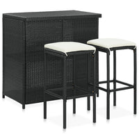 Thumbnail for 3-tlg. Bar Set Poly Rattan Schwarz
