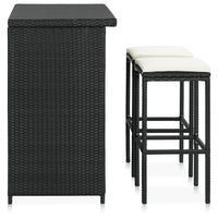 Thumbnail for 3-tlg. Bar Set Poly Rattan Schwarz