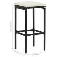 Thumbnail for 3-tlg. Bar Set Poly Rattan Schwarz