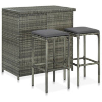 Thumbnail for 3-tlg. Bar Set Poly Rattan Grau