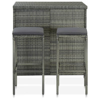 Thumbnail for 3-tlg. Bar Set Poly Rattan Grau