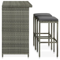 Thumbnail for 3-tlg. Bar Set Poly Rattan Grau