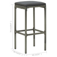 Thumbnail for 3-tlg. Bar Set Poly Rattan Grau