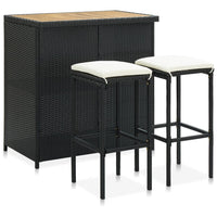 Thumbnail for 3-tlg. Bar-Set Poly Rattan Schwarz