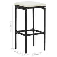 Thumbnail for 3-tlg. Bar-Set Poly Rattan Schwarz