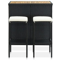 Thumbnail for 3-tlg. Bar-Set Poly Rattan Schwarz