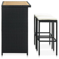 Thumbnail for 3-tlg. Bar-Set Poly Rattan Schwarz