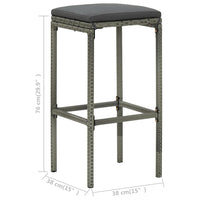 Thumbnail for 3-tlg. Bar Set Poly Rattan Grau