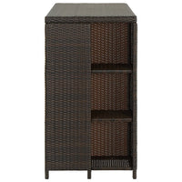 Thumbnail for Bartisch mit Regal Braun 120x60x110 cm Poly Rattan