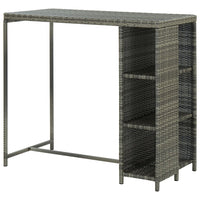 Thumbnail for Bartisch mit Regal Grau 120x60x110 cm Poly Rattan
