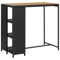 Thumbnail for Bartisch mit Regal Schwarz 120x60x110 cm Poly Rattan