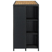 Thumbnail for Bartisch mit Regal Schwarz 120x60x110 cm Poly Rattan