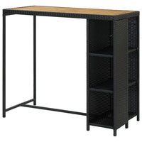Thumbnail for Bartisch mit Regal Schwarz 120x60x110 cm Poly Rattan