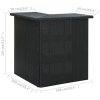 Thumbnail for Eck-Bartisch Schwarz 100x50x105 cm Poly Rattan