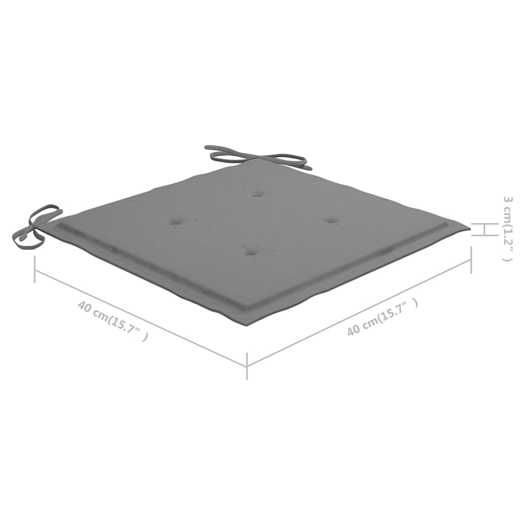 Gartenstuhl-Kissen 2 Stk. Grau 40x40x3 cm Stoff