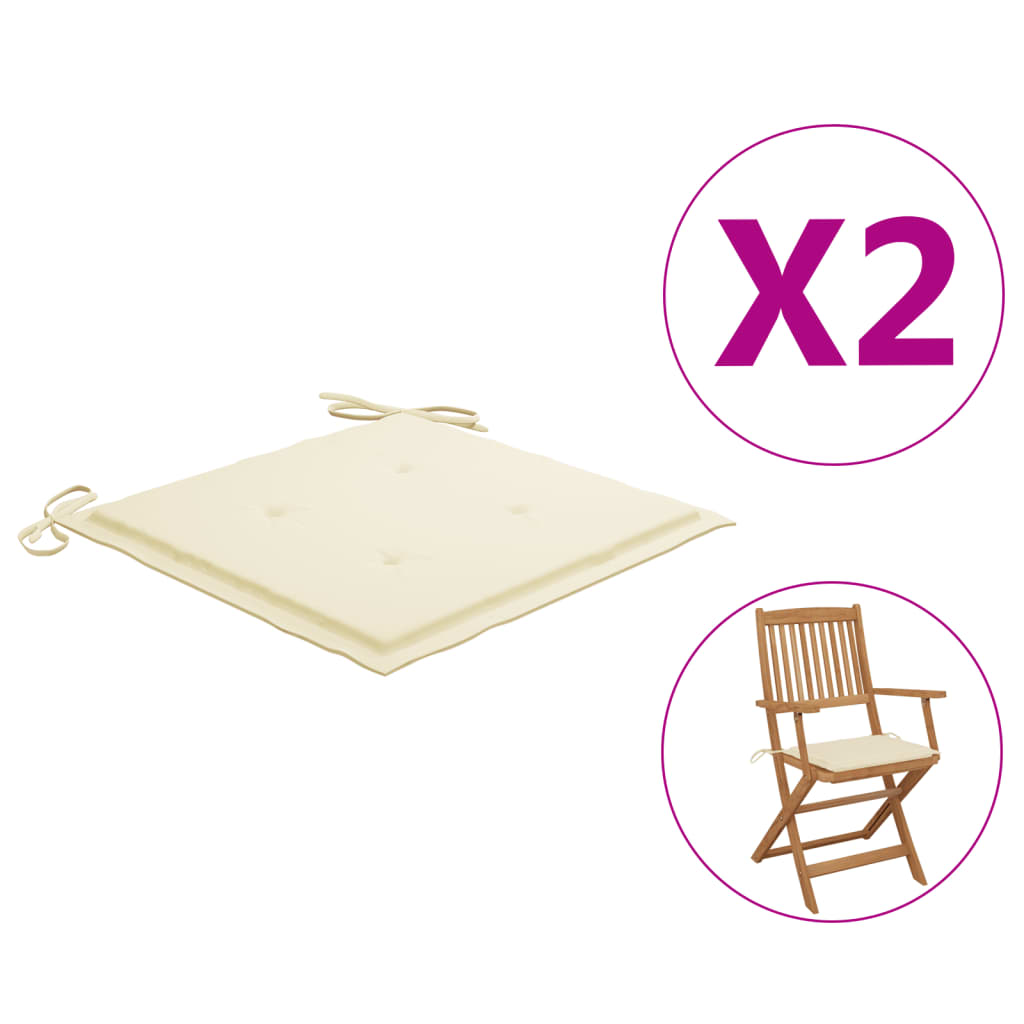 Gartenstuhl-Kissen 2 Stk. Creme 40x40x3 cm Stoff
