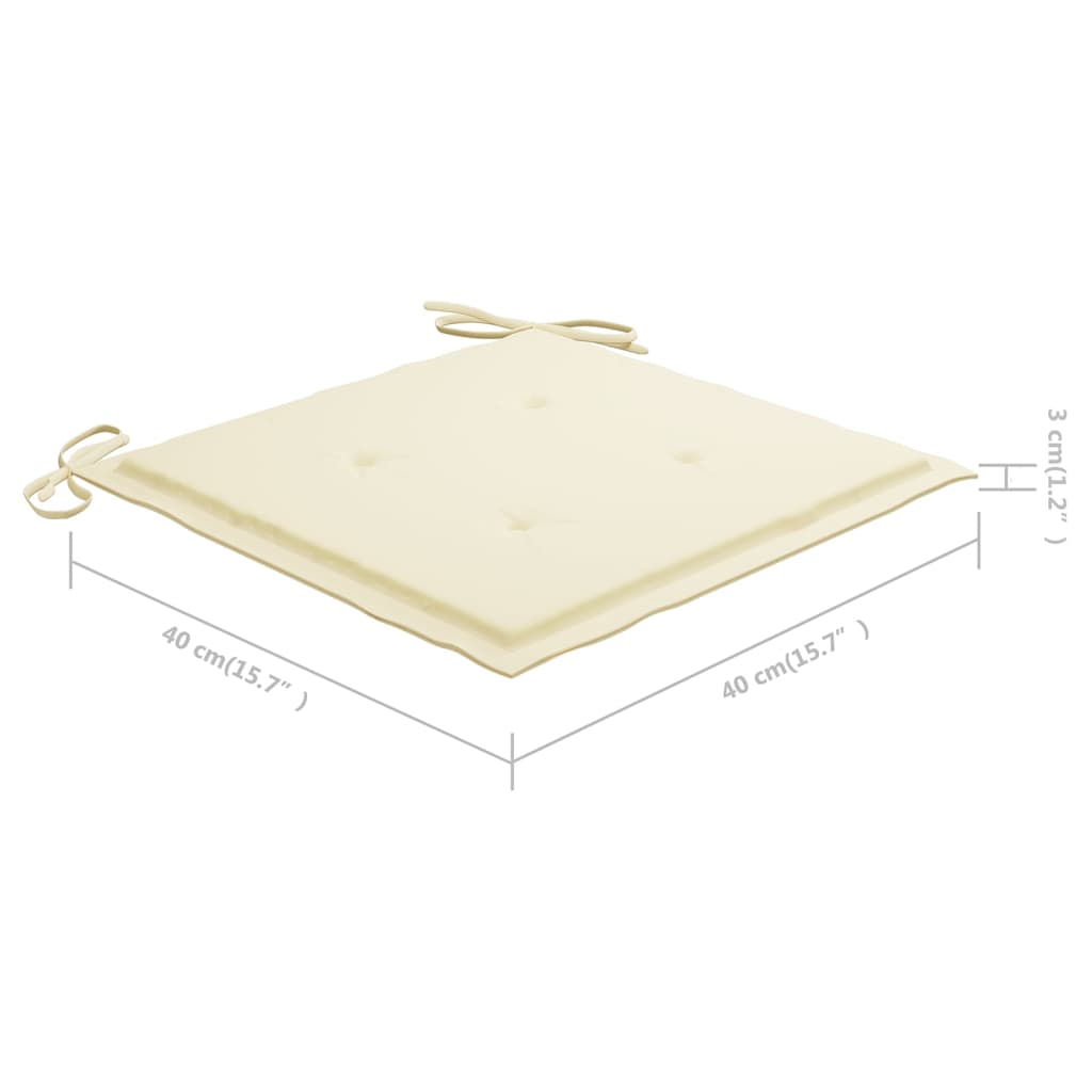 Gartenstuhl-Kissen 2 Stk. Creme 40x40x3 cm Stoff