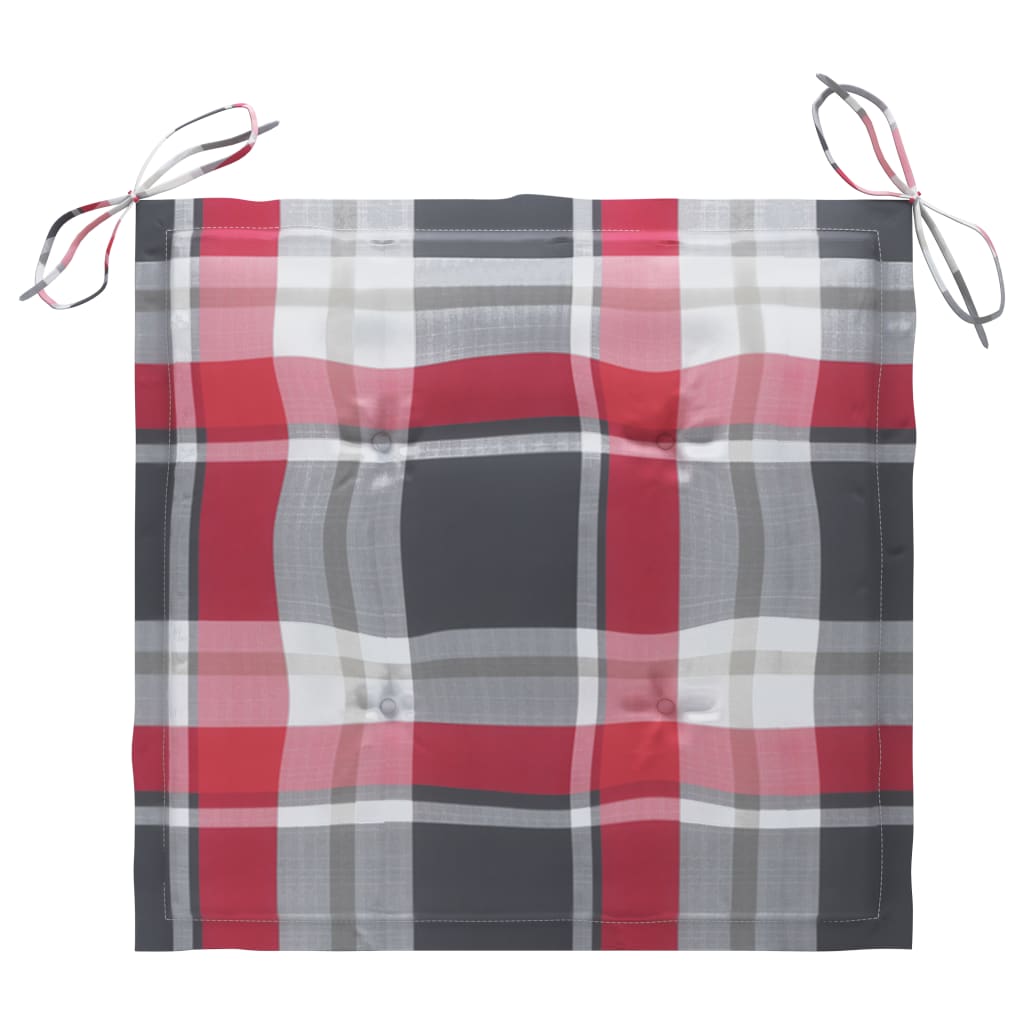 Gartenstuhl-Kissen 4Stk. Rot Karomuster 40x40x3cm Oxford-Gewebe