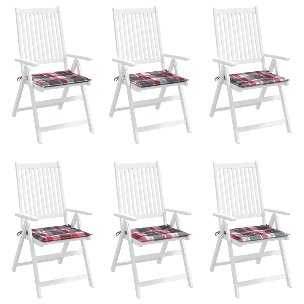 Gartenstuhl-Kissen 6Stk. Rot Karomuster 40x40x3cm Oxford-Gewebe