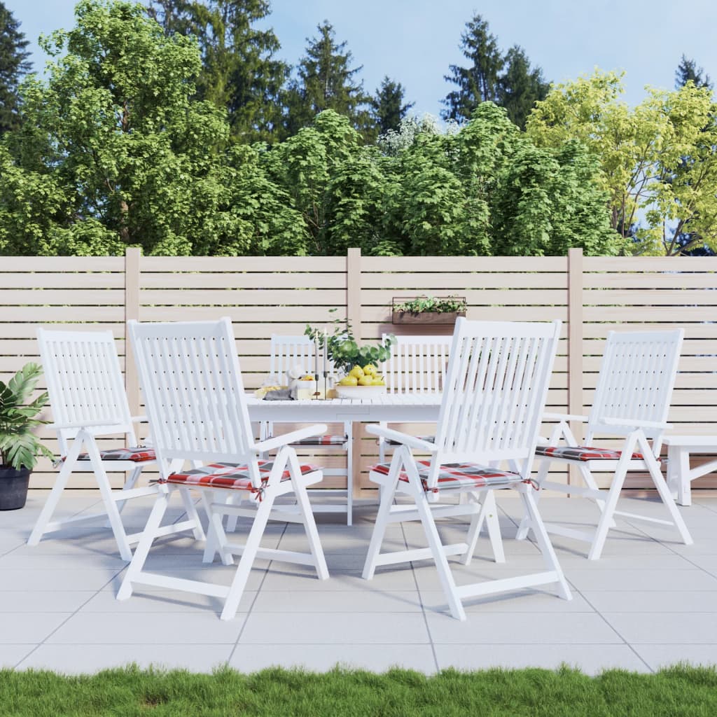 Gartenstuhl-Kissen 6Stk. Rot Karomuster 40x40x3cm Oxford-Gewebe