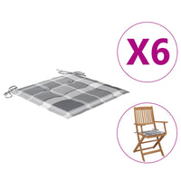 Thumbnail for Gartenstuhl-Kissen 6 Stk. Grau Karomuster 40x40x3 cm