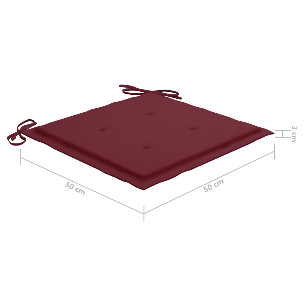 Gartenstuhl-Kissen 4 Stk. Weinrot 50x50x3 cm Stoff