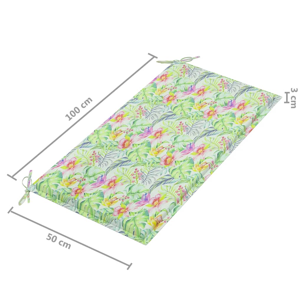 Gartenbank-Auflage Blattmuster 100x50x3 cm Stoff