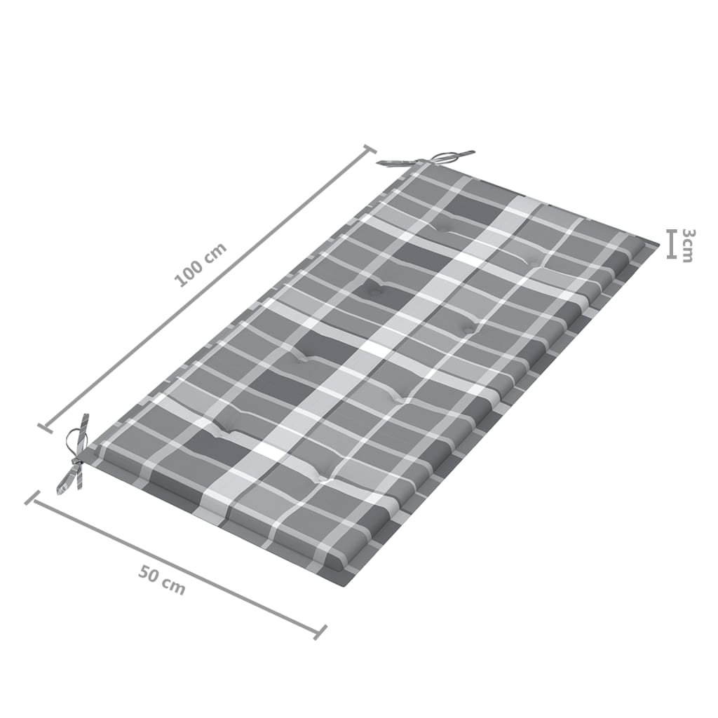Gartenbank-Auflage Grau Karomuster 100x50x3 cm Stoff