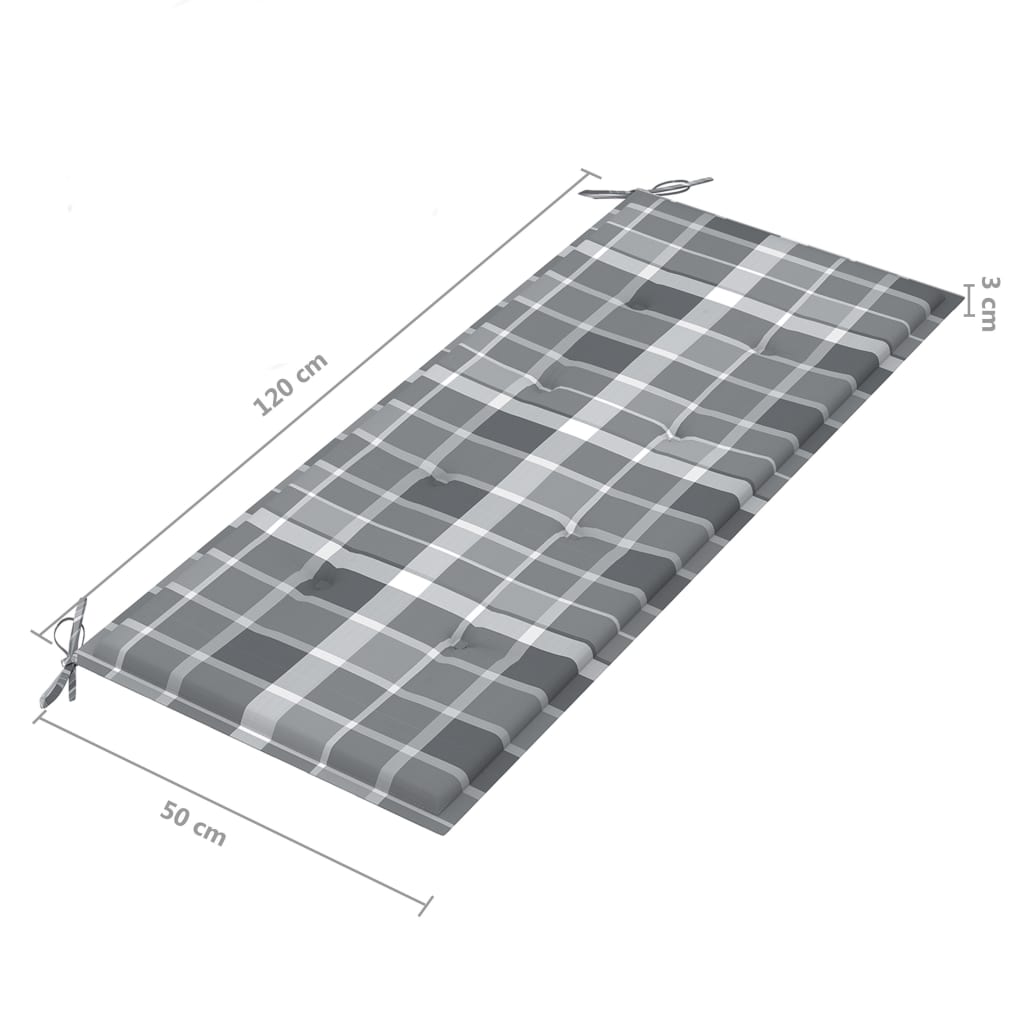 Gartenbank-Auflage Grau Karomuster 120x50x3 cm Stoff