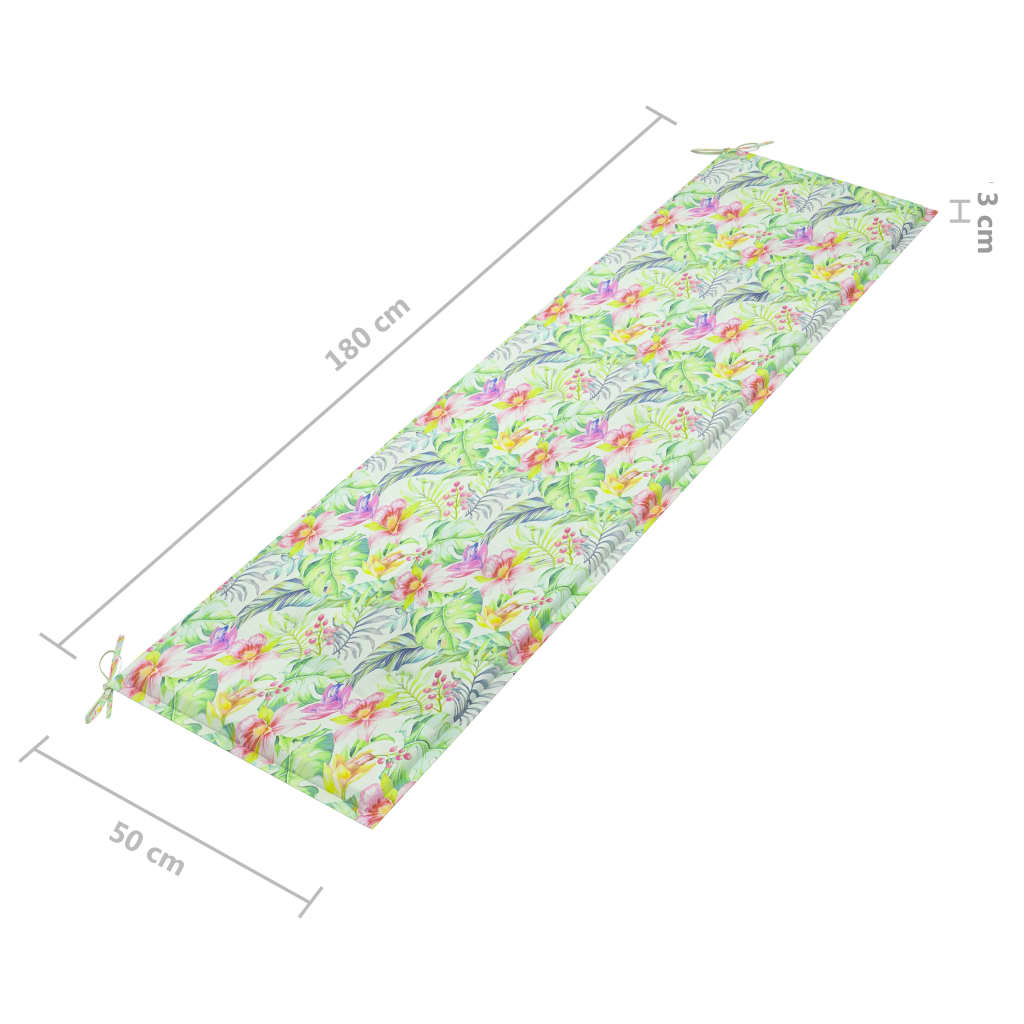 Gartenbank-Auflage Blattmuster 180x50x3 cm Stoff