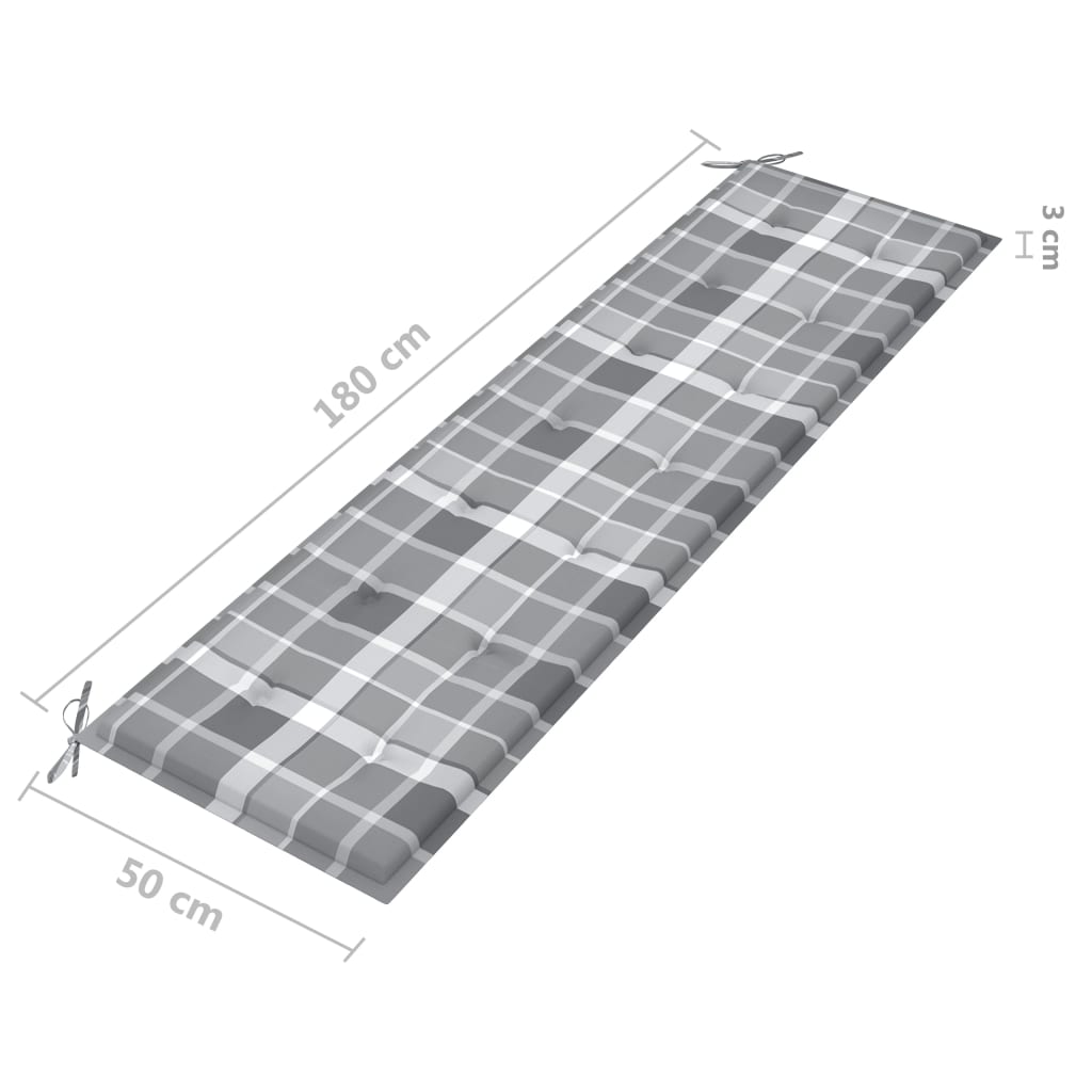 Gartenbank-Auflage Grau Karomuster 180x50x3 cm Stoff
