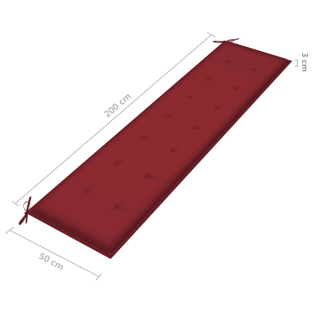 Gartenbank-Auflage Weinrot 200x50x3 cm Stoff