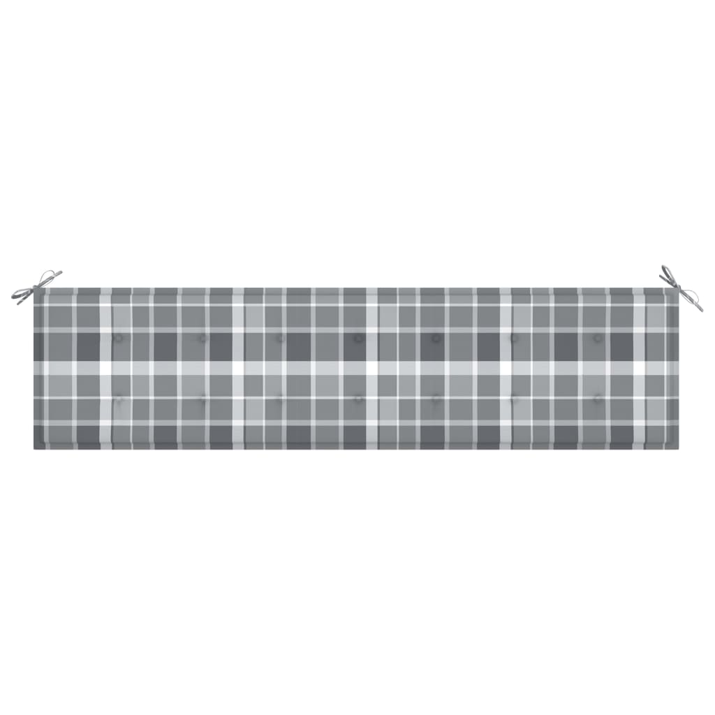 Gartenbank-Auflage Grau Karomuster 200x50x3 cm Oxford-Gewebe