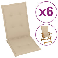 Thumbnail for Gartenstuhl-Auflagen 6 Stk. Beige 120x50x3 cm
